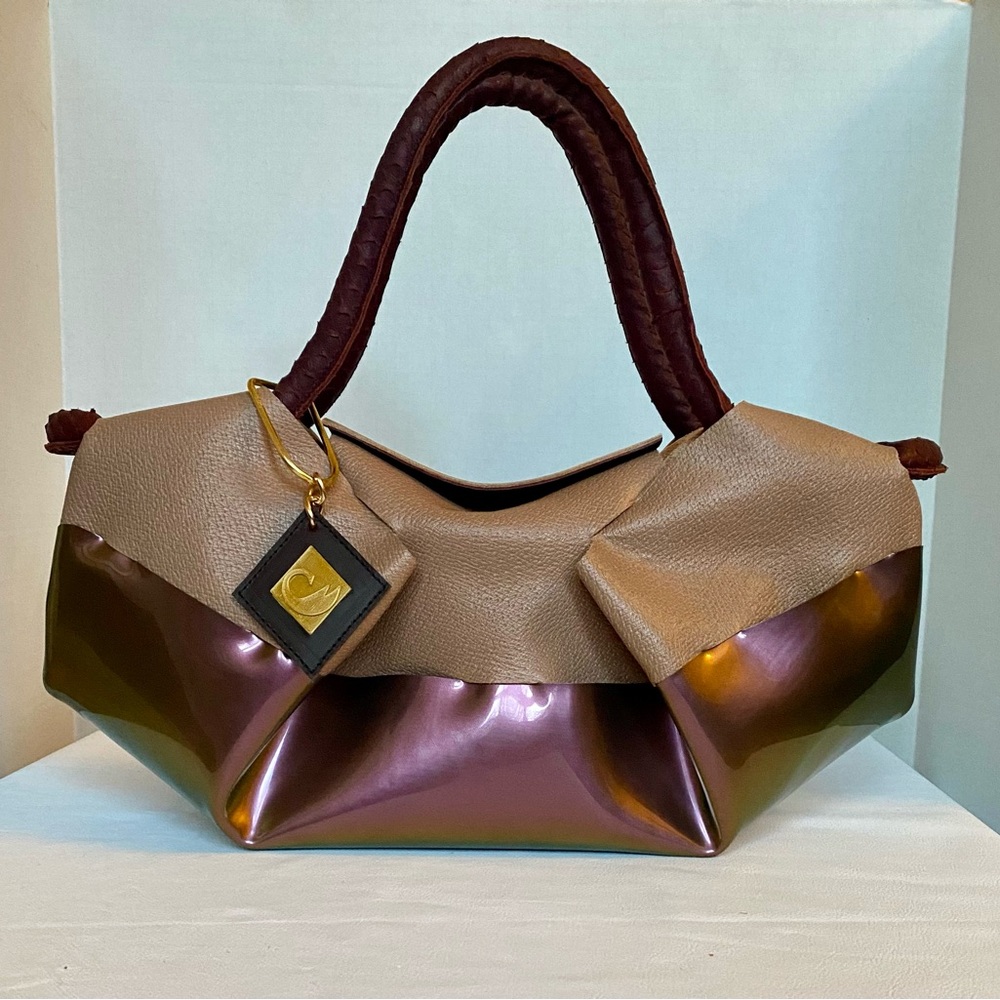 Brown and rose Gold Women's Handbag